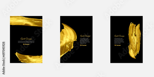 Vector Black and Gold Design Templates set for Luxury Brochures, Flyers,  Applications, Online Services, Typographic posters, Logo presentation, Banners. Golden Abstract Modern Background