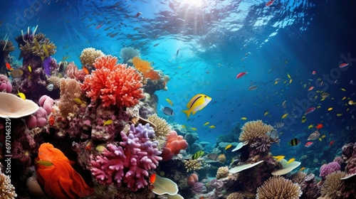 Sea fish and coral reef