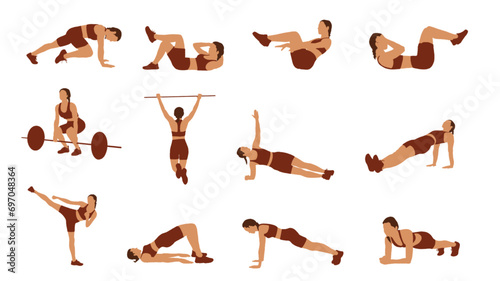 Illustration Woman Pack Exercise Fitness Workout