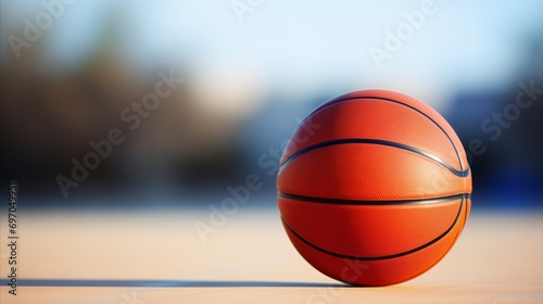 Basketball ball on the court. © OKAN