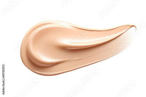 Swatch of liquid foundation makeup beige or nude color with smooth, silky texture. Cc cream smear, concealer drop, creamy beauty product sample, cosmetic tonal cream stroke