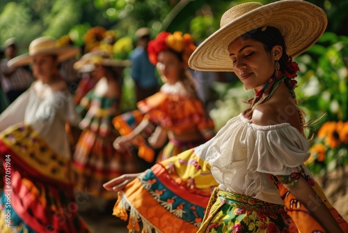 Celebrating Culture: A Spectacular Performance by a Traditional Costa Rican Dance Troupe, Showcasing the Vibrant Heritage of the Nation photo