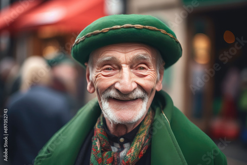 man smiling in green outfit on st patrick's day