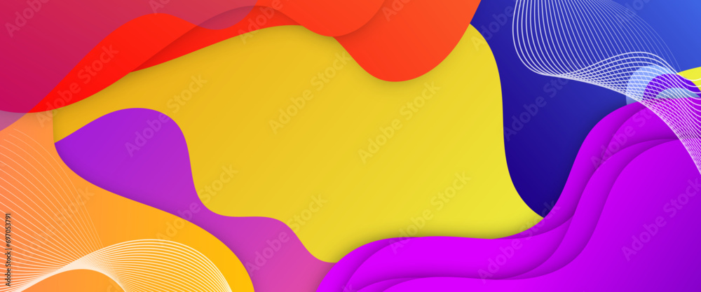 Colorful colourful minimalist simple banner with liquid shapes. Colorful modern graphic design liquid element for banner, flyer, card, or brochure cover