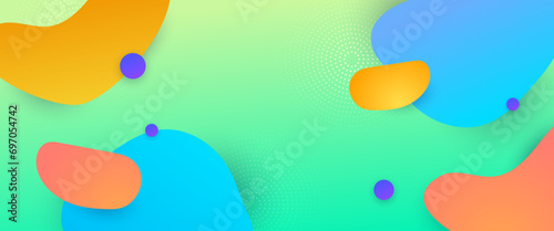 Colorful colourful vector simple minimalist banner with abstract liquid shapes. Colorful modern graphic design liquid element for banner, flyer, card, or brochure cover © Roisa