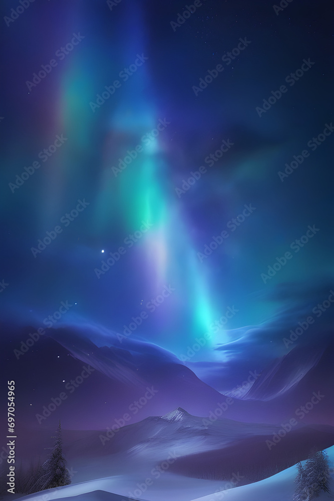 background starry sky planets galaxies constellations nebulae northern lights night snow aurora borealis	
