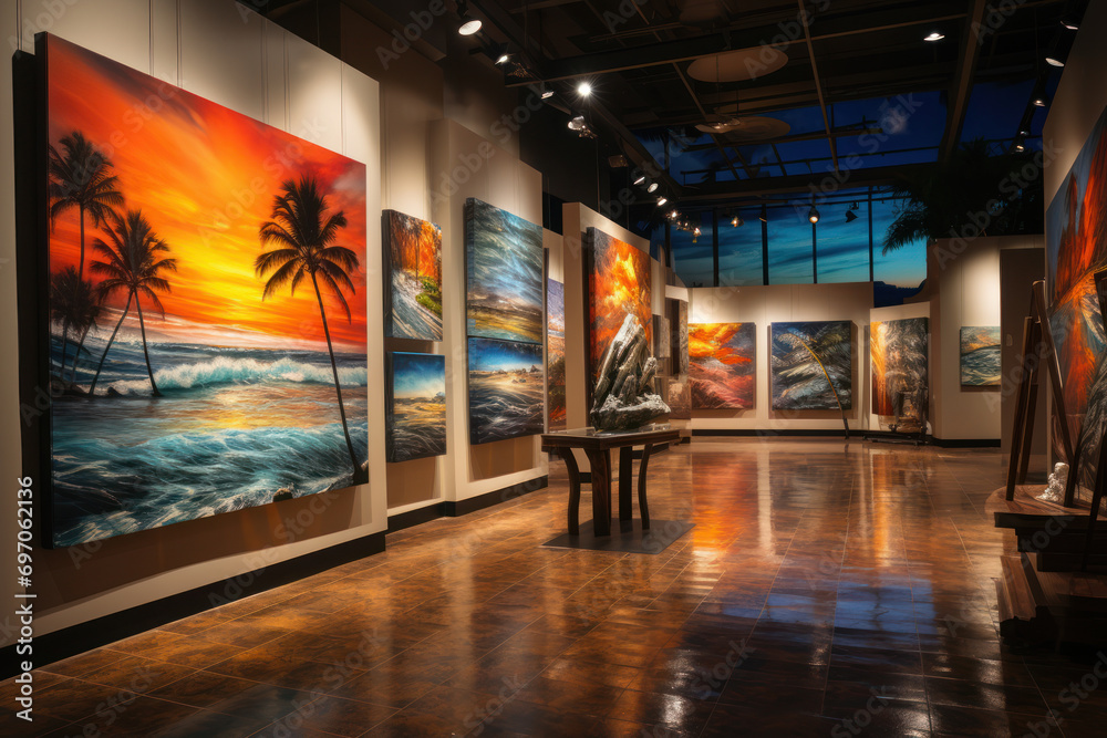Φωτογραφία A surf-themed art gallery showcasing paintings, sculptures, and photographs inspired by the beauty of Hawaii