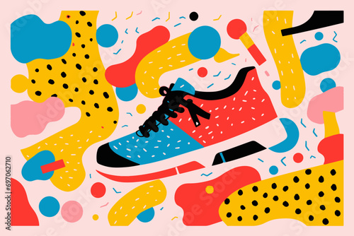 Colourful abstract design of a person jogging. Health and fitness