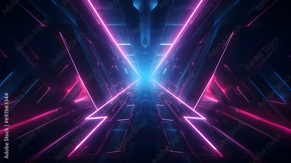Beautiful abstract futuristic dark background with neon blue and pink glow. Beautiful abstract futuristic dark background with neon blue and pink glow.