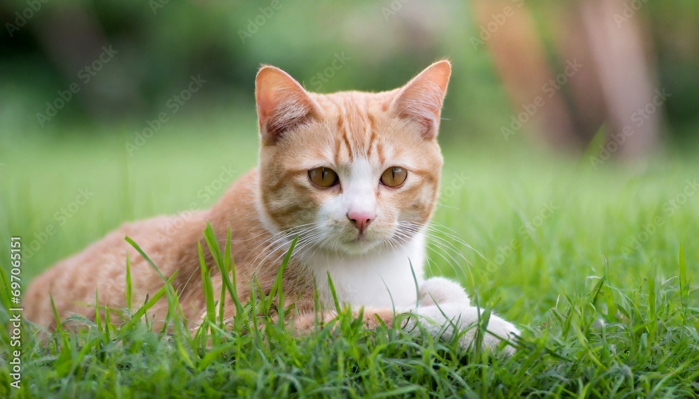 Beautiful cat on grass