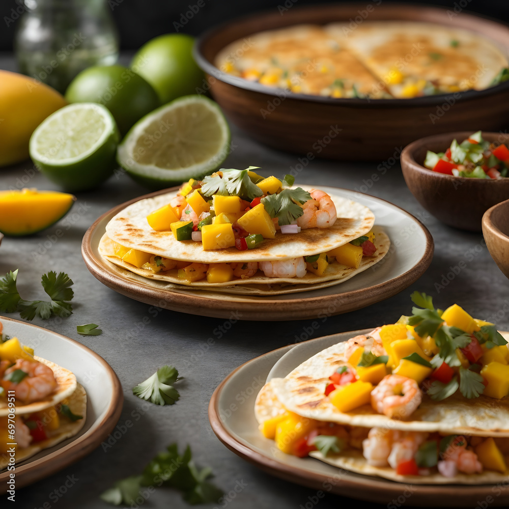 Shrimp Quesadillas with Mango Salsa - A Fusion Delight Shrimp Quesadillas with Mango Salsa - A Fusion Delight