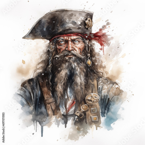 Swashbuckling Watercolor Painting Style Pirate