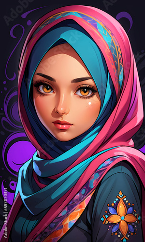 Young Beautiful Muslim Hijab Girl Portrait (ID: 697070371)