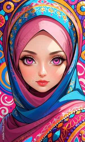 Young Beautiful Muslim Hijab Girl Portrait (ID: 697071336)