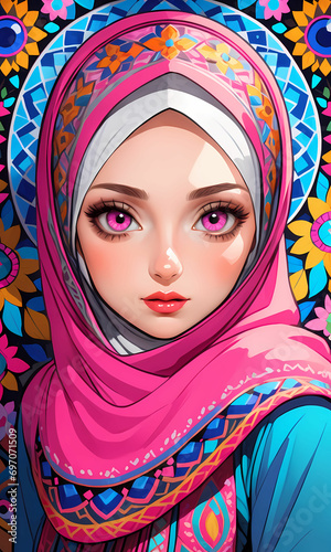 Young Beautiful Muslim Hijab Girl Portrait (ID: 697071509)