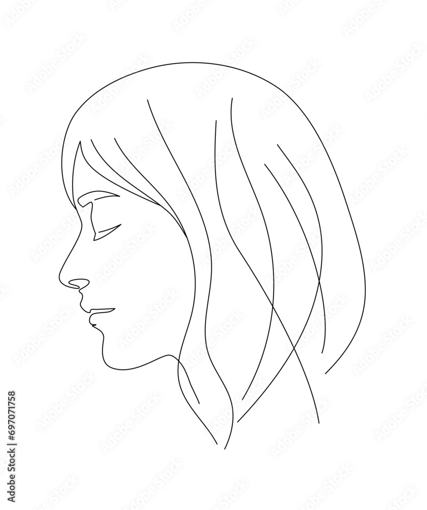 Woman and hairstyle, fashion concept, female beauty, vector illustration for beauty salon, advertising, contemporary art
