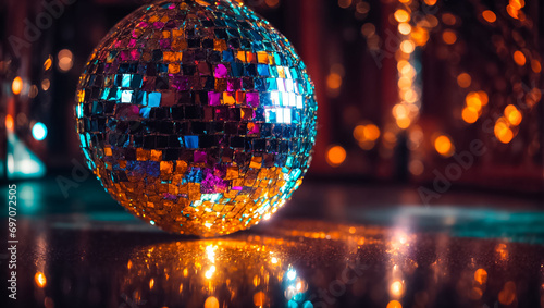 Beautiful colored disco ball closeup celebration