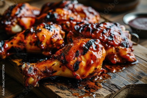 Grill Master's Delight: Delicious Barbecue Chicken Drumsticks, Marinated and Grilled to Juicy Perfection for an Outdoor Feast