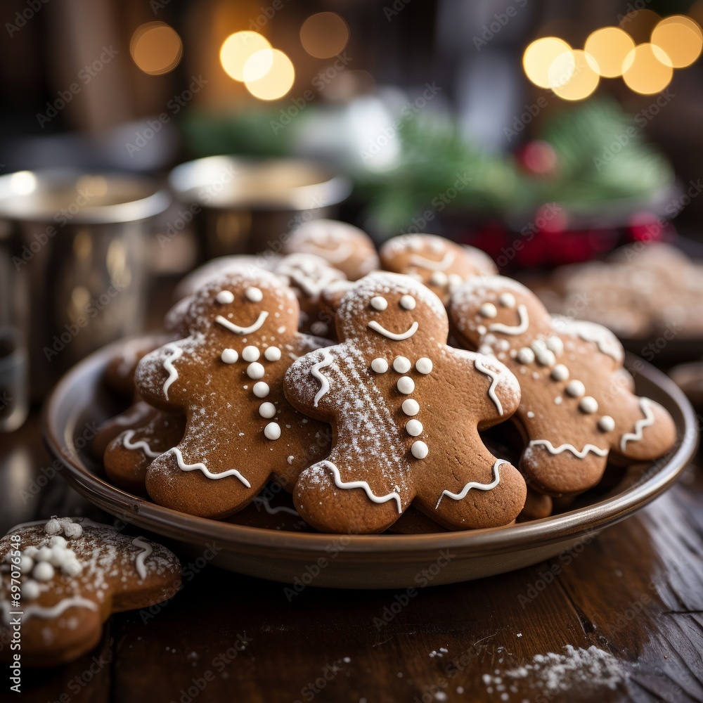 A group of decorated gingerbread cookies. 