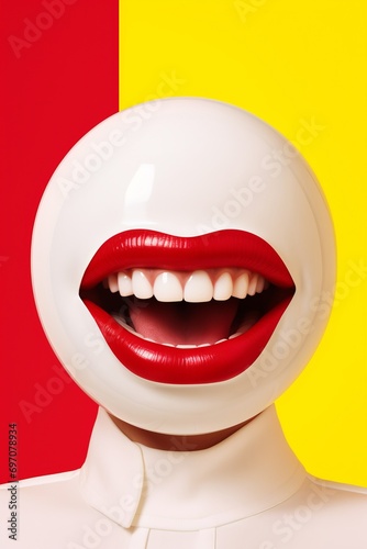Fashionable Lip Cosmetics. Red Lips Close-Up Collage art Concept
