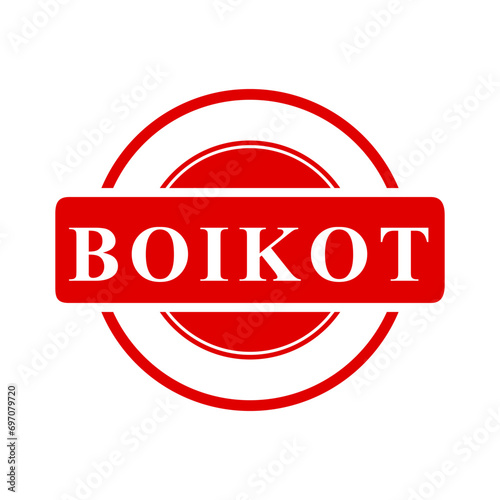 boikot, boycott in indonesia language, simple vector circle red simple vector rubber stamp effect
