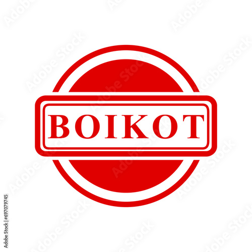 boikot, boycott in indonesia language, simple vector circle red simple vector rubber stamp effect
