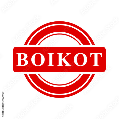 boikot, boycott in indonesia language, simple vector circle red simple vector rubber stamp effect
