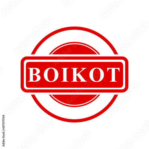 boikot, boycott in indonesia language, simple vector circle red simple vector rubber stamp effect
