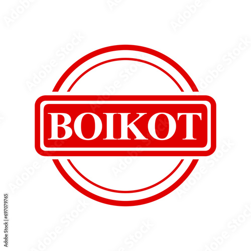 boikot, boycott in indonesia language, simple vector circle red simple vector rubber stamp effect
