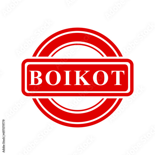 boikot, boycott in indonesia language, simple vector circle red simple vector rubber stamp effect
