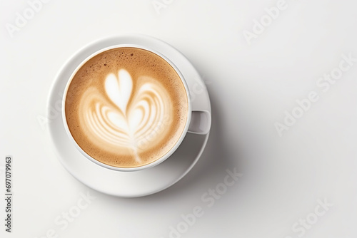 A cup of latte on a white background