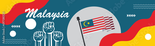 Malaysia National day or Hari Merdeka banner ,Happy holiday. Independence and freedom day. Celebrate annual.banner, template, background. Vector illustration.eps photo