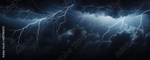 Bright lightning strike during a storm photo