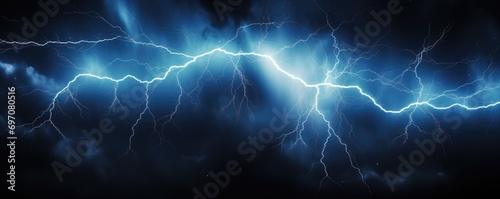 Bright blue lightning strike during a storm