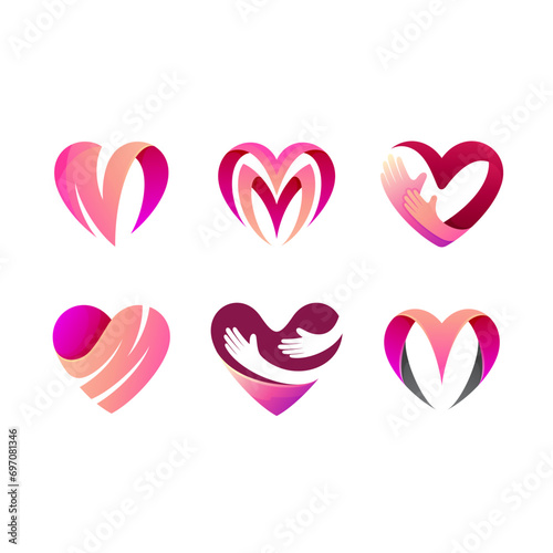 Love logo with charity design social, red color, medical logos