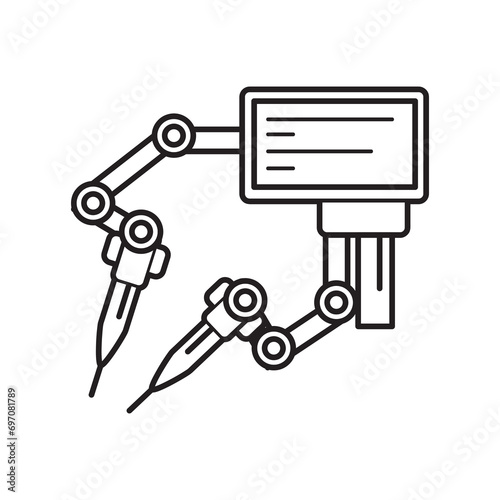 Medical robot operation concept line icon. Simple artificial intelligence icon on white backgrounnd..eps