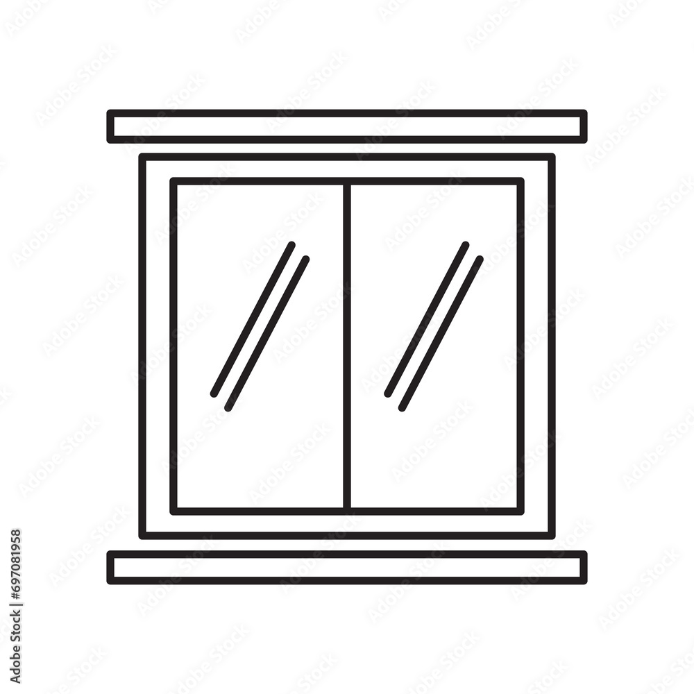 Window icon, furniture and household vector flat liner illustration on white background..eps Window icon, furniture and household vector flat liner illustration on white background..eps