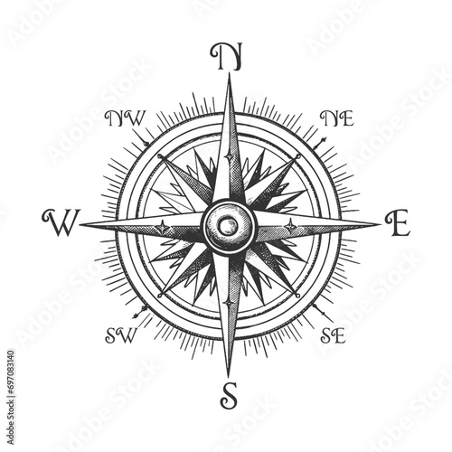 Vintage compass Illustration Clip Art Design Shape. travel Silhouette Icon Vector.