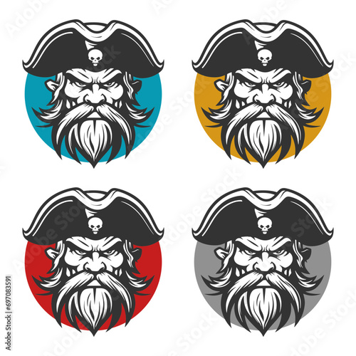 Pirate Illustration Clip Art Design Shape. Corsair Silhouette Icon Vector.