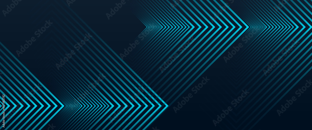 Blue and black vector 3D abstract line modern tech futuristic glow banner. Futuristic technology lines background design. Modern graphic element. Horizontal banner template