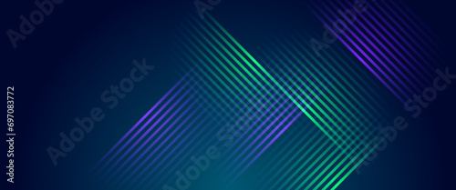 Blue and green vector abstract tech futuristic modern 3D line background. Futuristic technology lines background design. Modern graphic element. Horizontal banner template