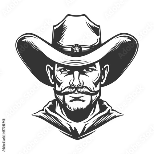 Cowboy Illustration Clip Art Design Shape. Western Silhouette Icon Vector.