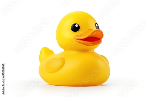 Yellow rubber duck isolated over white