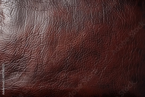 Dark brown leather texture closeup, suitable for background purposes.
