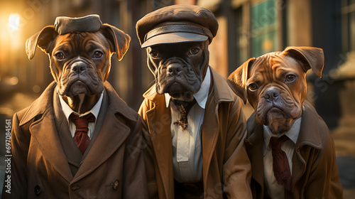 funny bulldogs in the coats photo