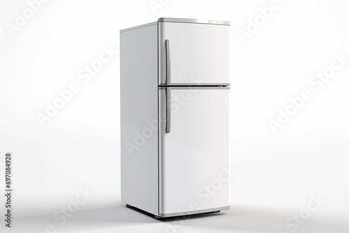 Isolated white refrigerator on a white background.