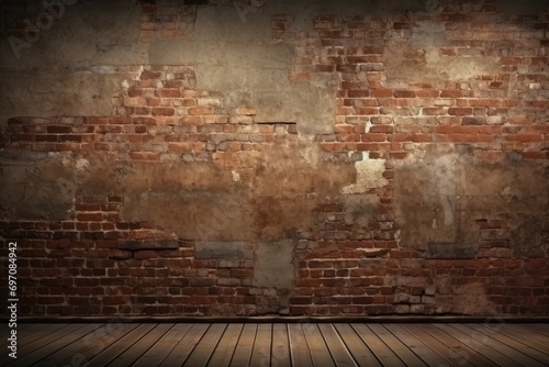 Brick-wall background in an antiquated room.