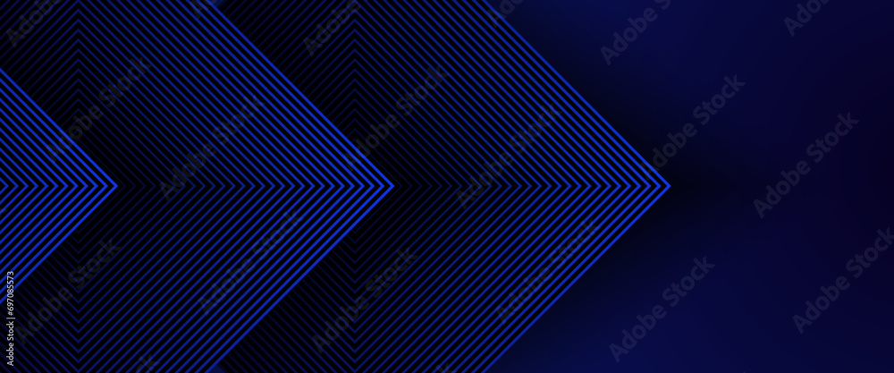 Blue and black vector glowing tech geometric 3D line modern abstract banner Elegant modern futuristic design with shiny lines pattern for banner, brochure, cover, flyer, poster