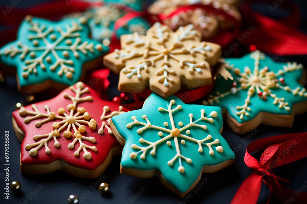 Fototapeta premium Christmas cookies holiday decoration, food photography