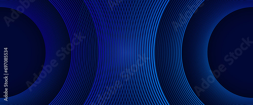 Obraz na płótnie Blue and black vector 3D modern line futuristic tech banner with Black and blue effect illustration Elegant modern futuristic design with shiny lines pattern for banner, brochure, cover, flyer, poster
